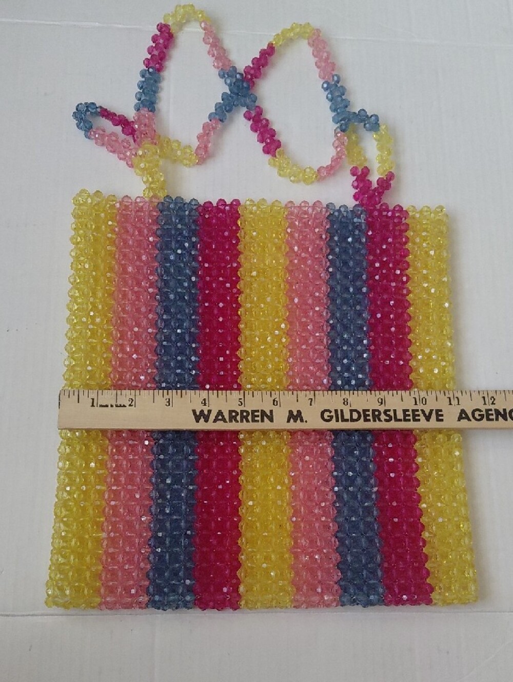 FOREVER 21 Womens Multicolor Colorful Beaded Stripe Shoulder Bag 12"x11" EUC - Picture 2 of 9